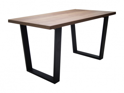 Table foster 1380*800*750 legs Trapezed /black metal (oak galifax tobacco)