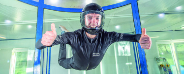 Flying in a wind tunnel 
